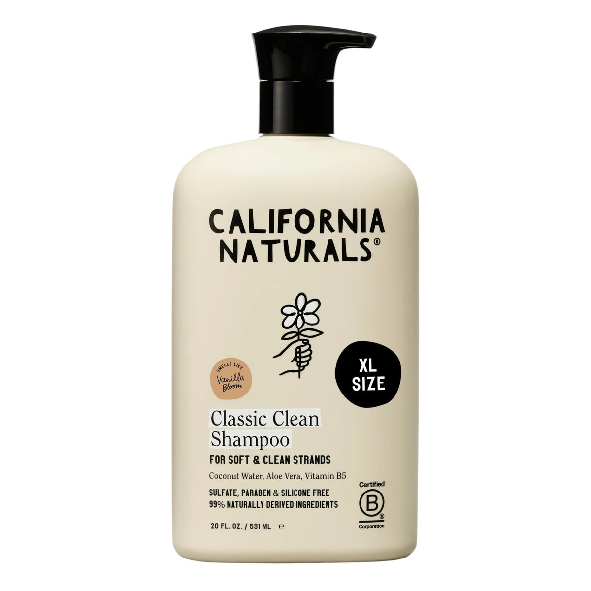 California Naturals Classic Clean Toasted Coconut Shampoo, Sulfate Free, Coconut Cleansing Complex, Natural, Vegan, Cruelty, Silicone, and Paraben Free, All Hair Types, 20 fl oz