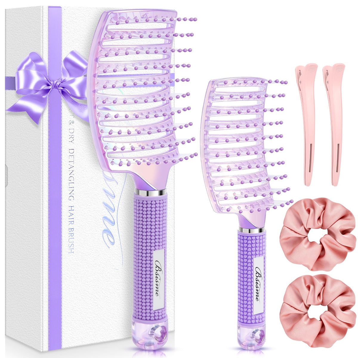 Hair Brush, Large & Mini Curved Vented Detangler Brushes for Women Girls