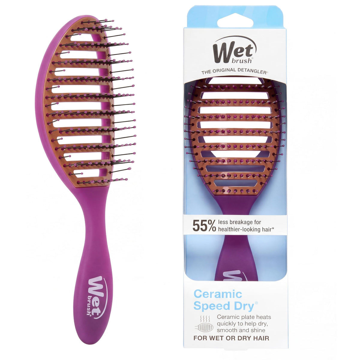 Wet Brush Ceramic Speed Dry Detangler, Black, Vented Blow-Dry Hair Brush