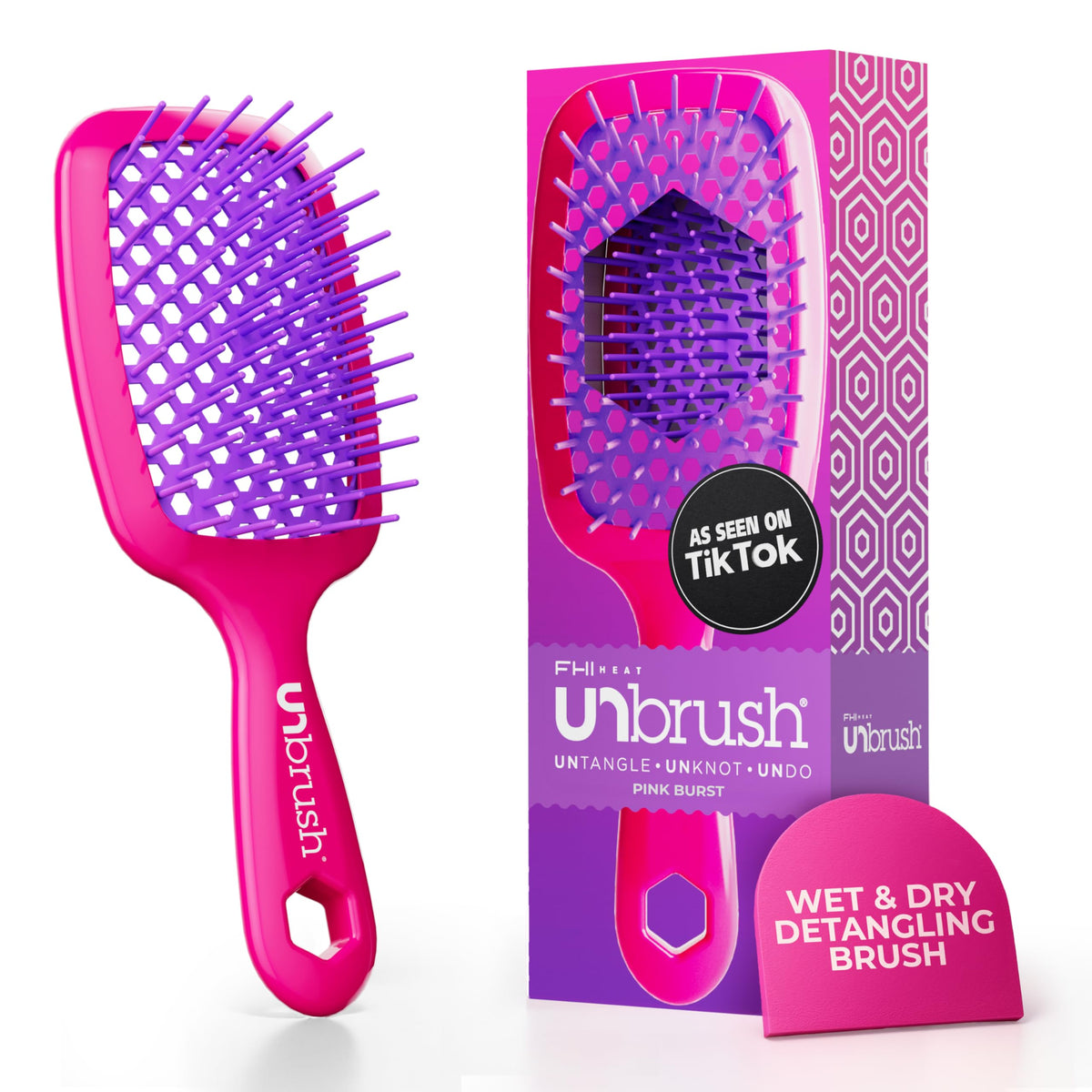 FHI Heat UNbrush Original Neon Detangling Brush for Wet & Dry Hair