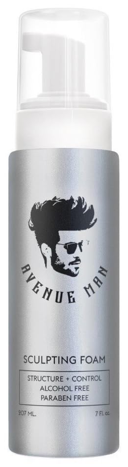Avenue Man Sculpting Foam for Men - Frizz Control & Firm Hold Hair Mousse for Men - Styling Hair Products - Mens Mousse for Hair Styling with No Crunch, Clean Texture & Long-Lasting Lift - 7 oz
