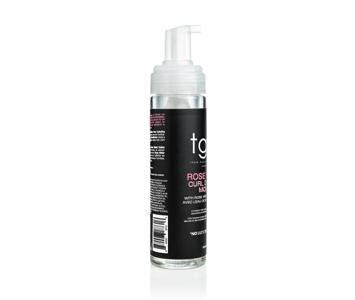 tgin Rose Water Curl Defining Mousse - Moisture & Wave Definition - 8 Fl Oz