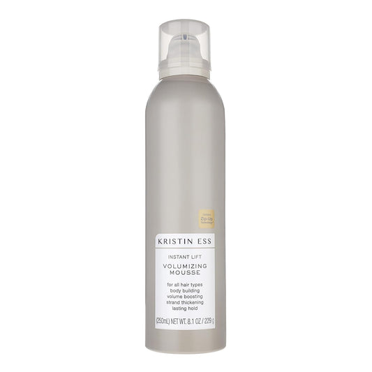 Kristin Ess Hair Instant Lift Volumizing Mousse with Castor Oil - Boosts Volume + Thickens, Body Building, Lasting Hold, Non Sticky, For Curly, Wavy + Straight Hair, 8.1 Oz