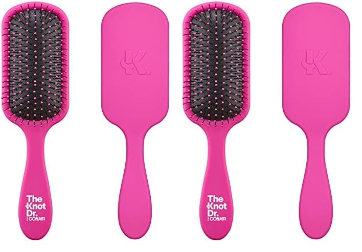 The Knot Dr. hair brush by Conair - Detangling hair brush - Removes Knots and Tangles in wet or dry Hair - hair brushes for women - Pink
