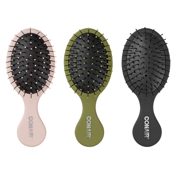 Conair Hair Brush Set, Detangling, 3-Pc, Beige, Navy, Coral