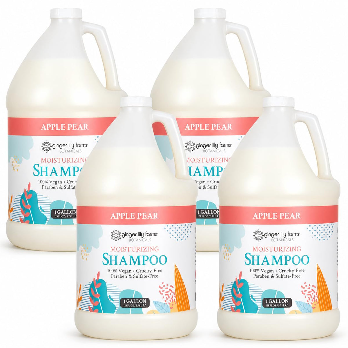 Ginger Lily Farms Botanicals Moisturizing Shampoo for All Hair Types, Coco Mango, 100% Vegan & Cruelty-Free, Coconut Mango Scent, 1 Gallon (128 fl oz) Refill