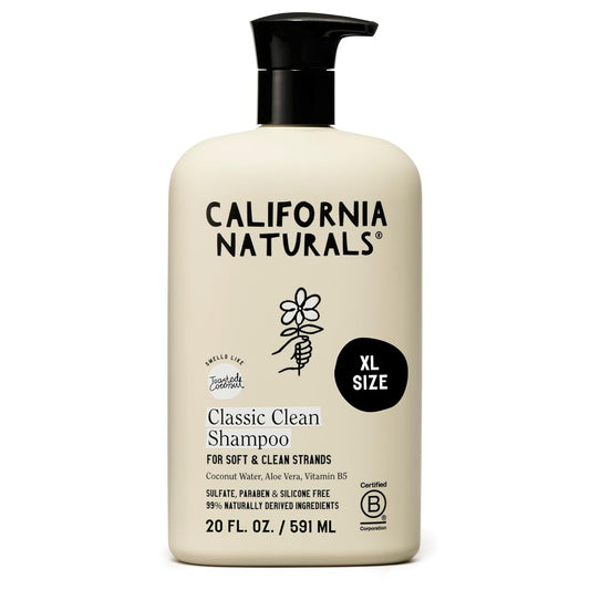 California Naturals Classic Clean Toasted Coconut Shampoo, Sulfate Free, Coconut Cleansing Complex, Natural, Vegan, Cruelty, Silicone, and Paraben Free, All Hair Types, 20 fl oz