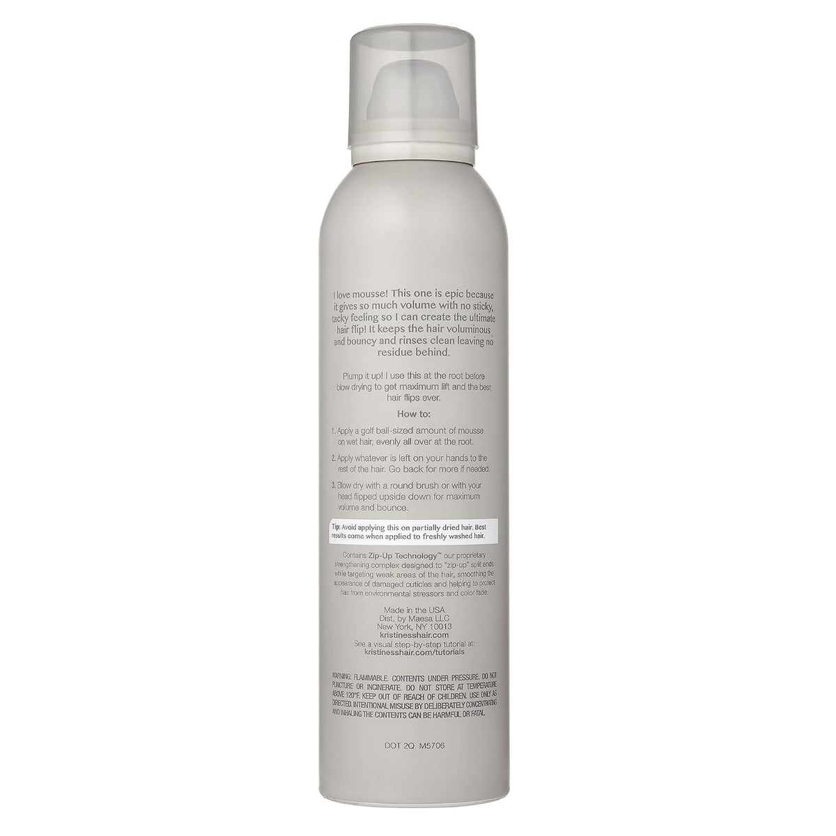 Kristin Ess Hair Instant Lift Volumizing Mousse with Castor Oil - Boosts Volume + Thickens, Body Building, Lasting Hold, Non Sticky, For Curly, Wavy + Straight Hair, 8.1 Oz