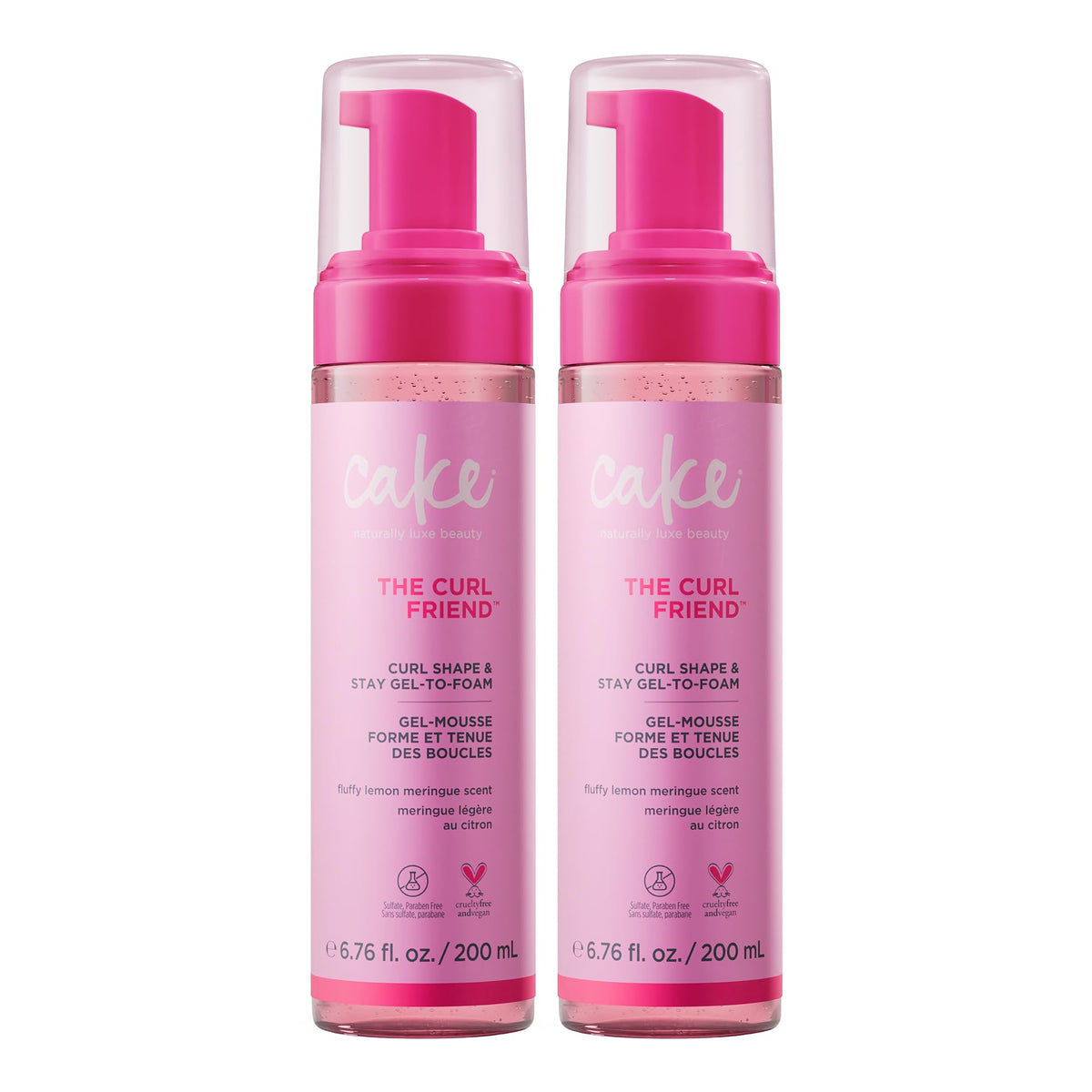 Cake Beauty Curl Friend Gel-to-Foam Curl Styler, 2-Pack, 6.8 fl oz