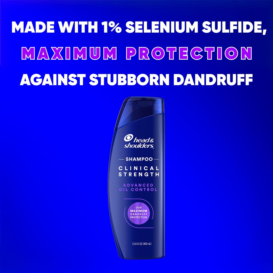 Head & Shoulders Clinical Strength Advanced Oil Control Anti-Dandruff Shampoo, 1% Selenium Sulfide, Stubborn Dandruff, 13.5 fl oz