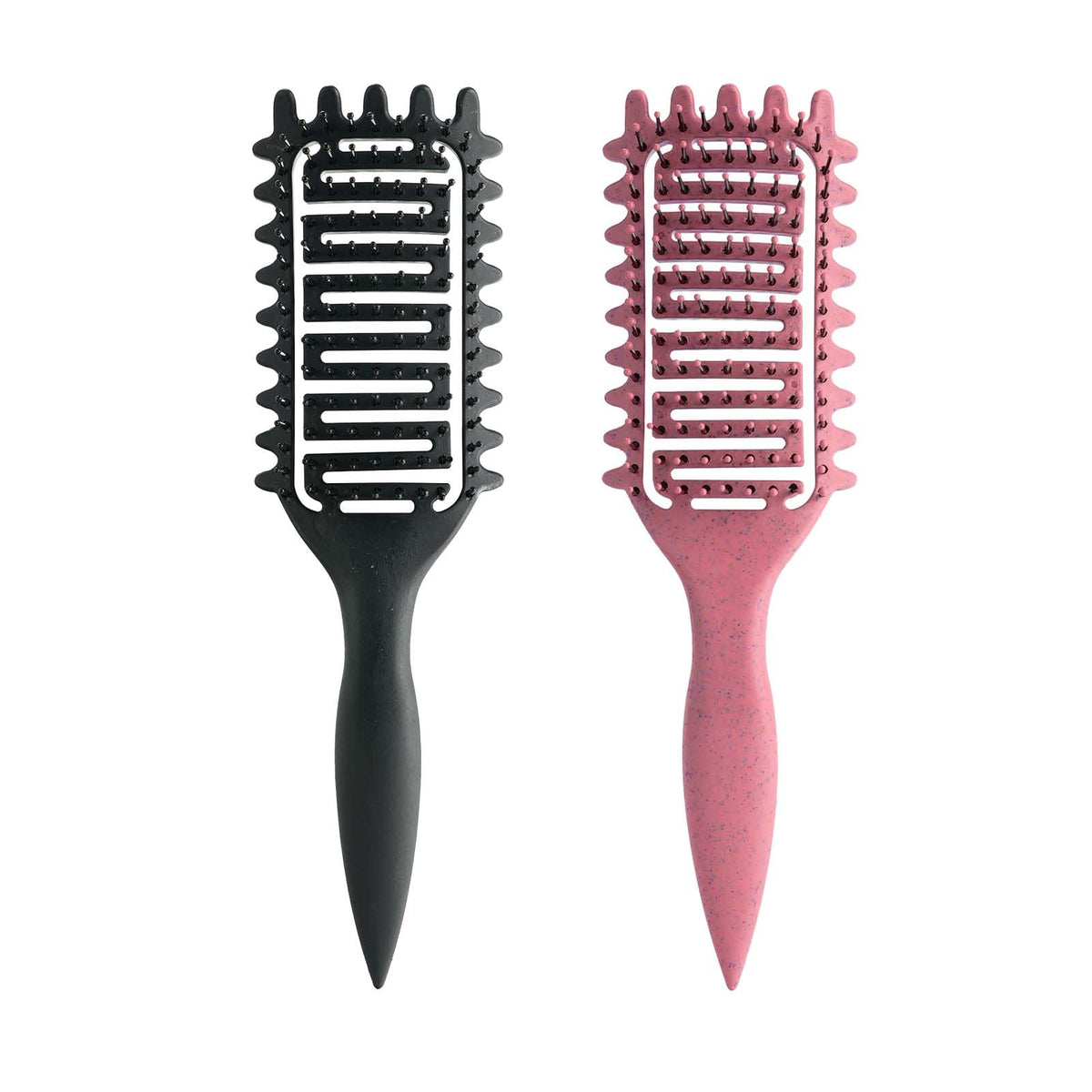 Curl Defining Brush for Curly Hair, Vented Detangling Hair Brush for Wet and Dry Styling, Curved Brush for Shaping and Smoothing Curl Clumps, Lightweight Hair Brush （Beige）