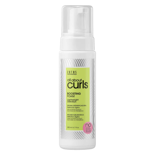 ALL ABOUT CURLS Boosting Foam | For Curly Hair | Lightweight Definition Hold | Volumizing Extra Fullness & Body | Vegan & Cruelty Free | Sulfate & Paraben Free