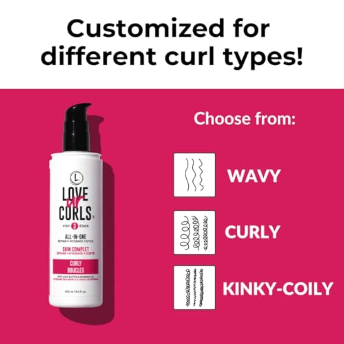 Love Ur Curls Curly Hair Products - Curl Defining Cream Styler, Anti Frizz