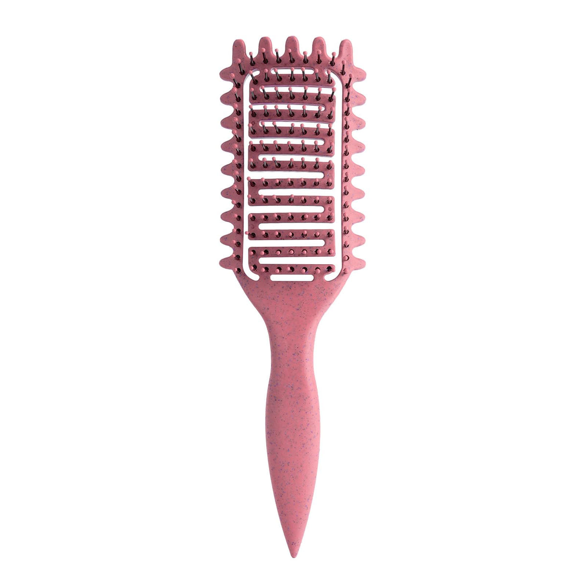 Curl Defining Brush for Curly Hair, Vented Detangling Hair Brush for Wet and Dry Styling, Curved Brush for Shaping and Smoothing Curl Clumps, Lightweight Hair Brush （Beige）