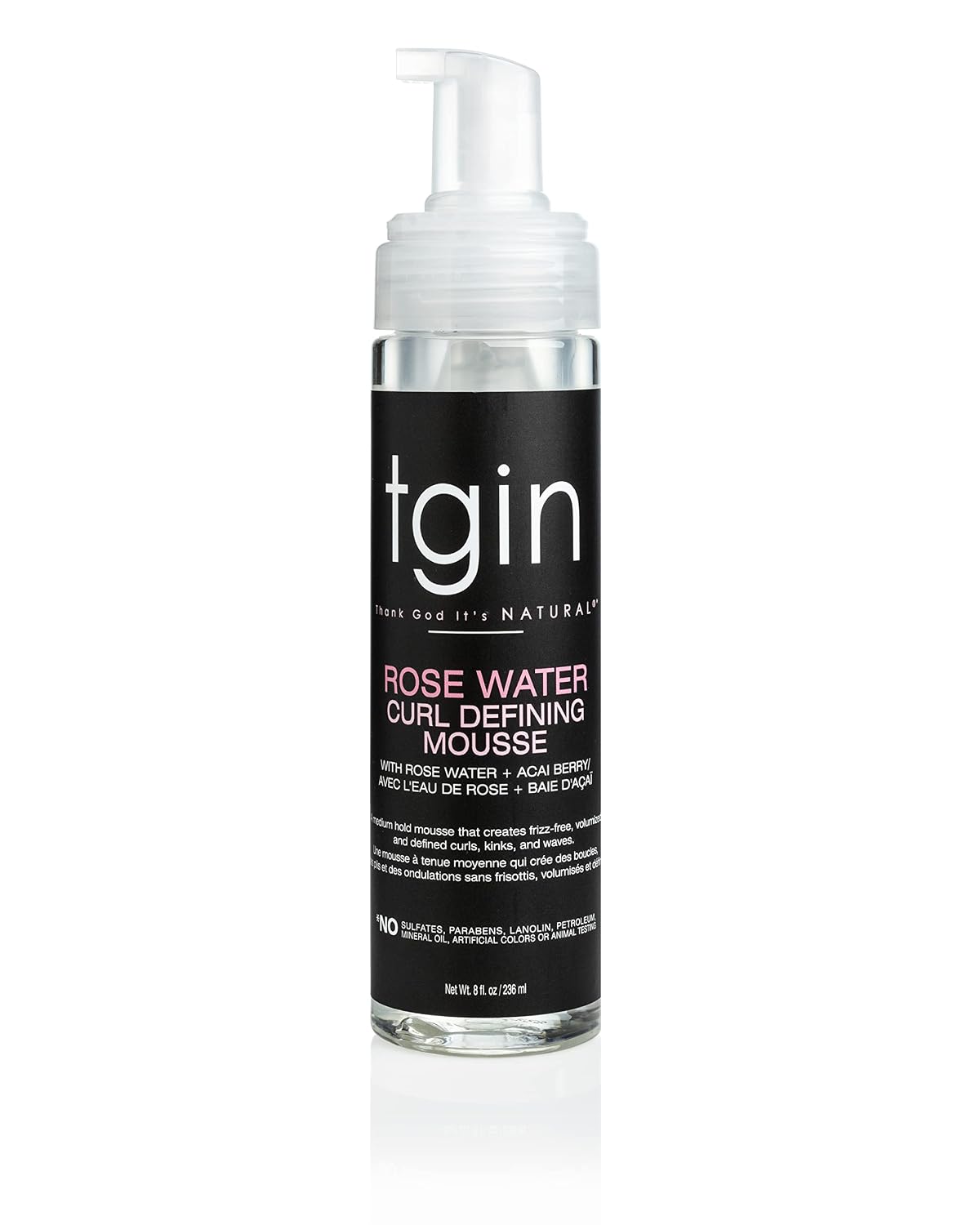 tgin Rose Water Curl Defining Mousse - Moisture & Wave Definition - 8 Fl Oz