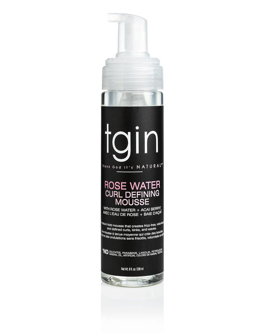 tgin Rose Water Curl Defining Mousse - Moisture & Wave Definition - 8 Fl Oz