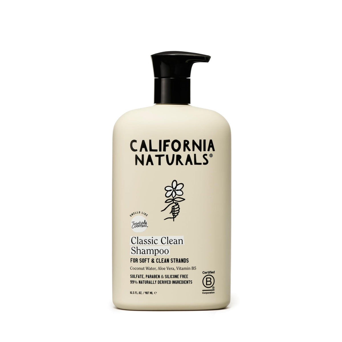 California Naturals Classic Clean Toasted Coconut Shampoo, Sulfate Free, Coconut Cleansing Complex, Natural, Vegan, Cruelty, Silicone, and Paraben Free, All Hair Types, 20 fl oz