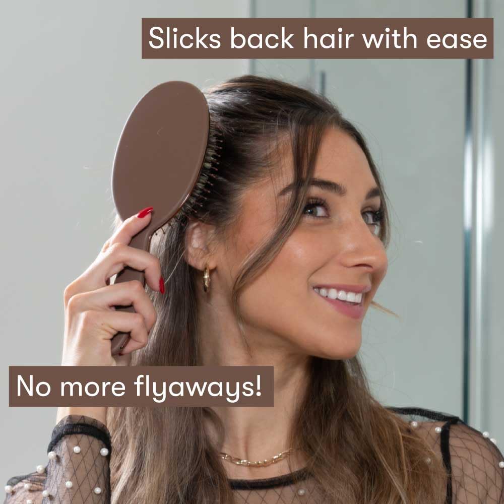 FRAMAR Soft Boar Bristle Hair Brush For Women, Boars Hair Brush For Women
