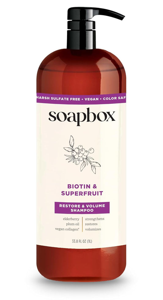 Soapbox Biotin & Super Fruit Shampoo for Volume, 33.8 oz