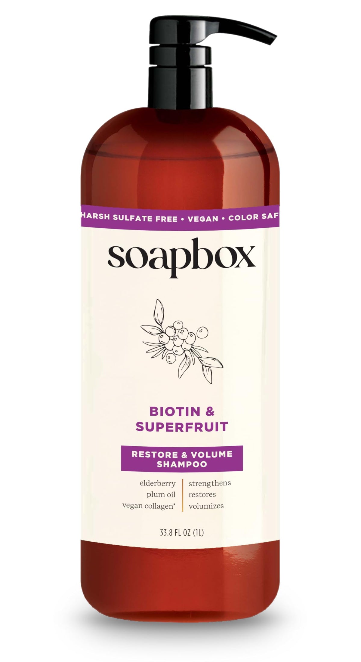Soapbox Biotin & Super Fruit Shampoo for Volume, 33.8 oz