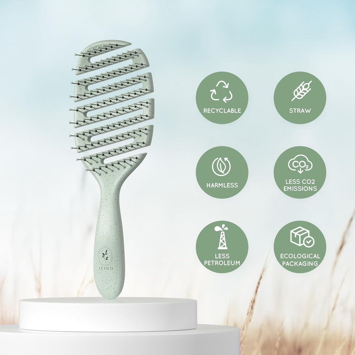 Detangler Hairbrush, Soft Bristle Detangling Brush, Quick Smoothing (Green)