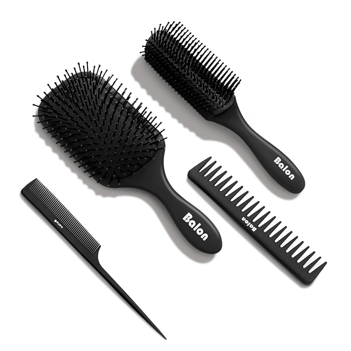 4Pcs Detangling Hair Brush Set for Women - Paddle Brush for Wet or Dry, No More Tangles for Straight, Long, Thick, Curly, and Natural Hair (Purple)