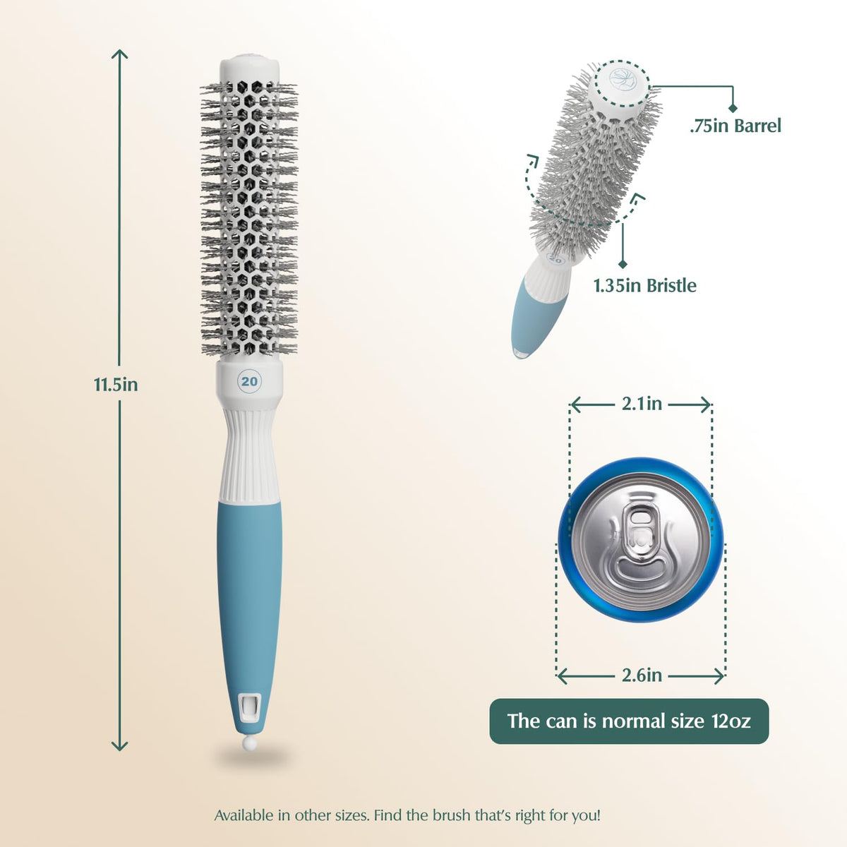 Small Round Brush for Precise Styling and Manageable Blowouts (0.75 inch) - Salon-Quality Tool for Wet or Dry Hair (Not Electrical)