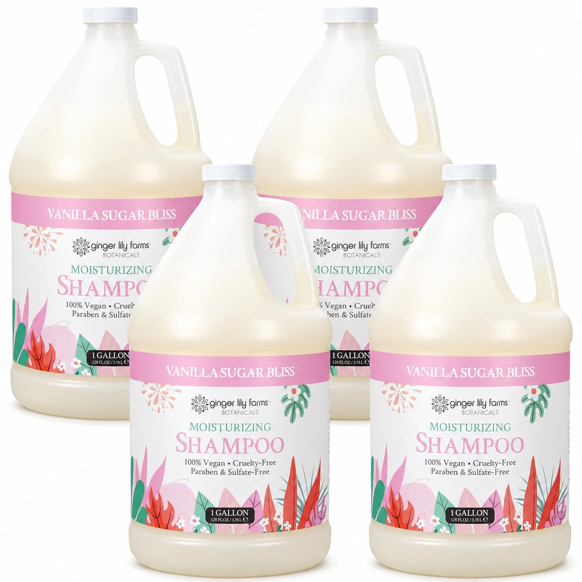 Ginger Lily Farms Botanicals Moisturizing Shampoo for All Hair Types, Coco Mango, 100% Vegan & Cruelty-Free, Coconut Mango Scent, 1 Gallon (128 fl oz) Refill