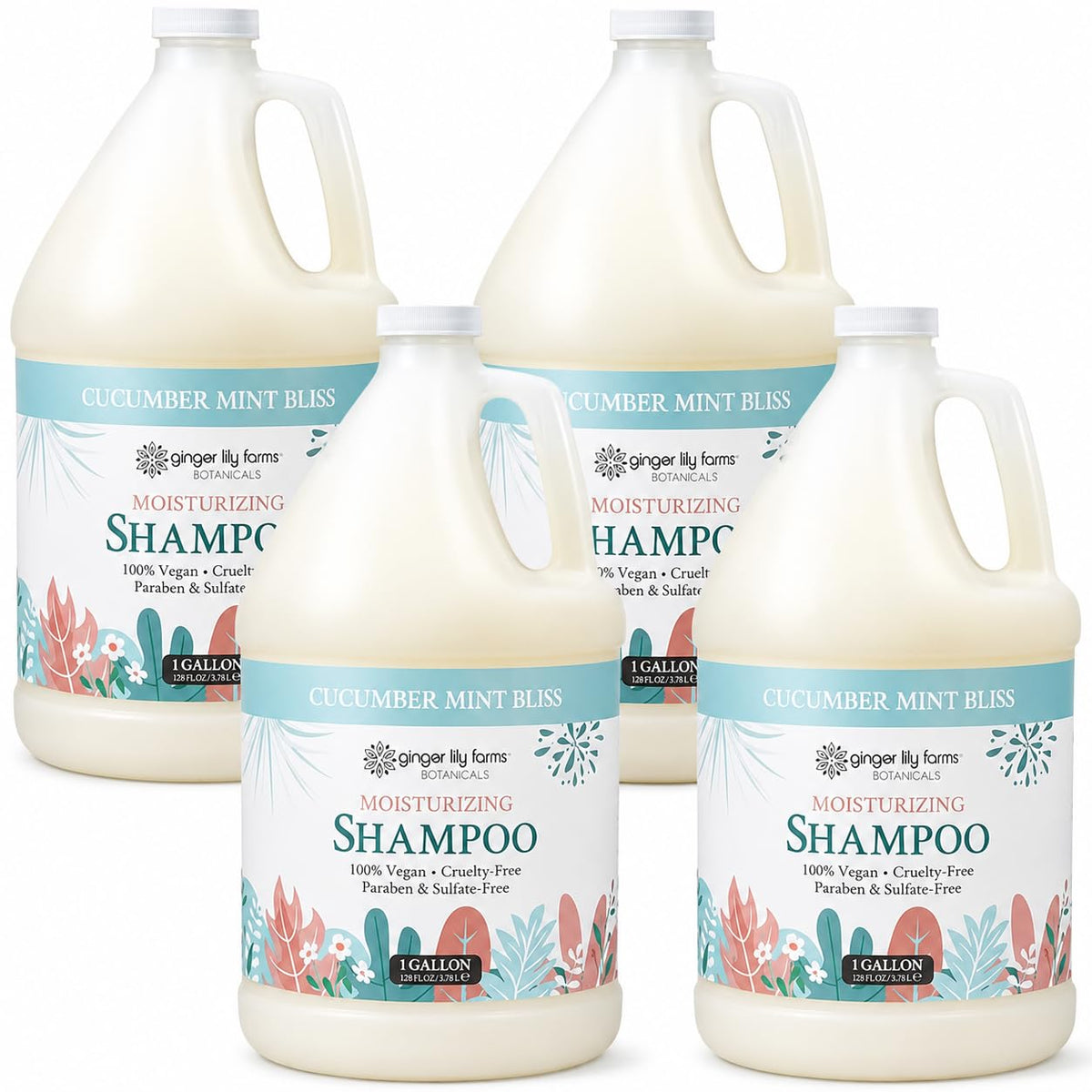 Ginger Lily Farms Botanicals Moisturizing Shampoo for All Hair Types, Coco Mango, 100% Vegan & Cruelty-Free, Coconut Mango Scent, 1 Gallon (128 fl oz) Refill