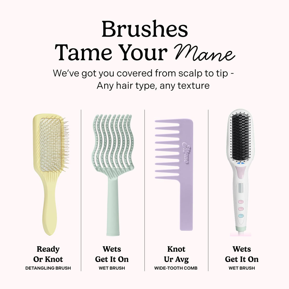 Mane Ready or Knot Mini Detangling Hair Brush - Anti-Static Hair Brush with Durable Metal Bristles for a Gentle Scalp Massage - Smooths Hair for a Frizz-Free Finish