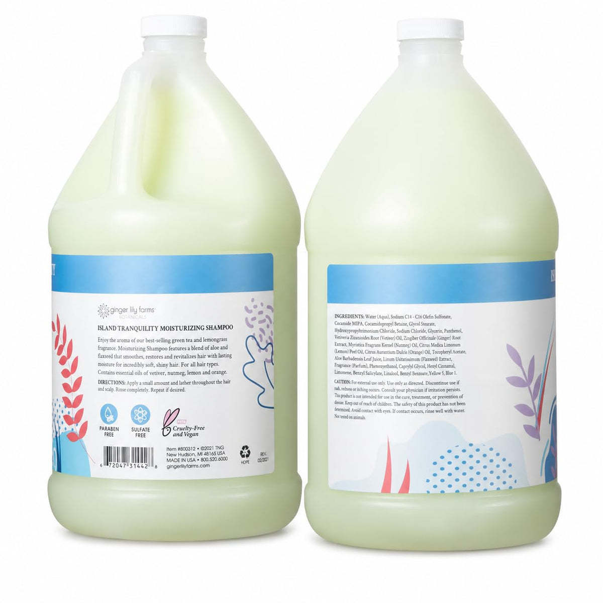Ginger Lily Farms Botanicals Shampoo, 128oz, Island Tranquility