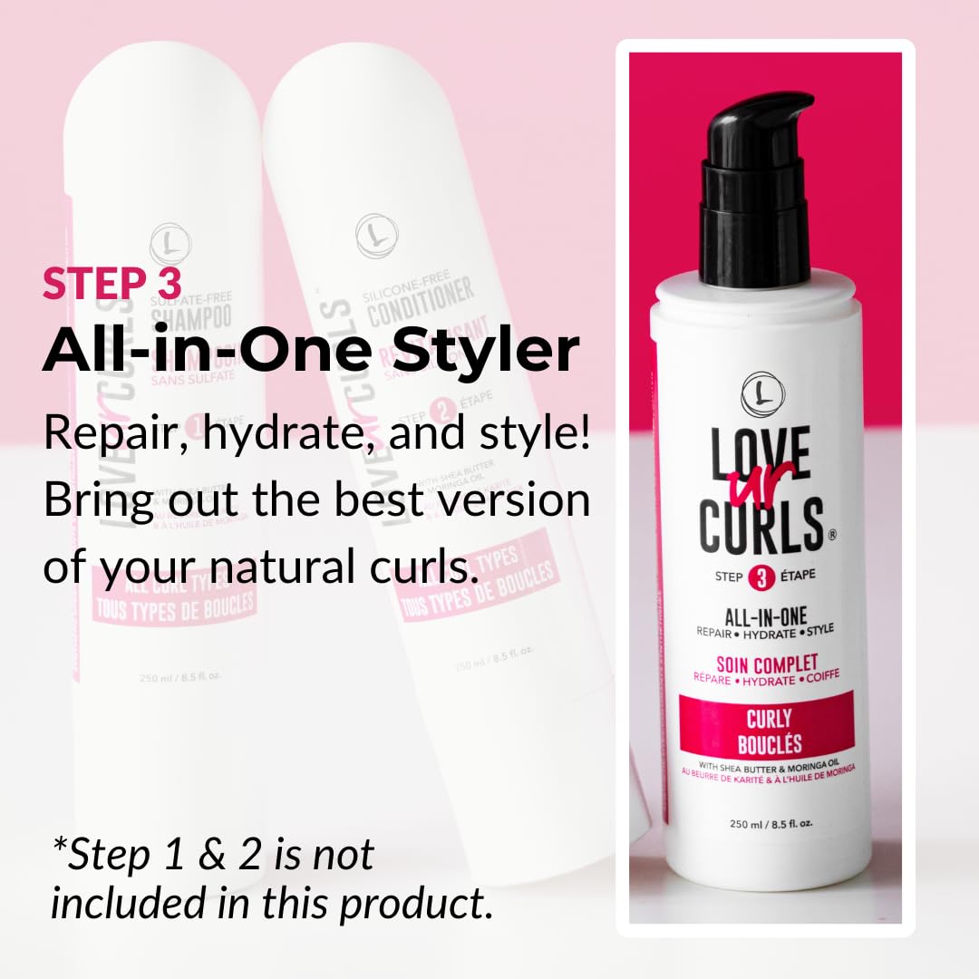 Love Ur Curls Curly Hair Products - Curl Defining Cream Styler, Anti Frizz