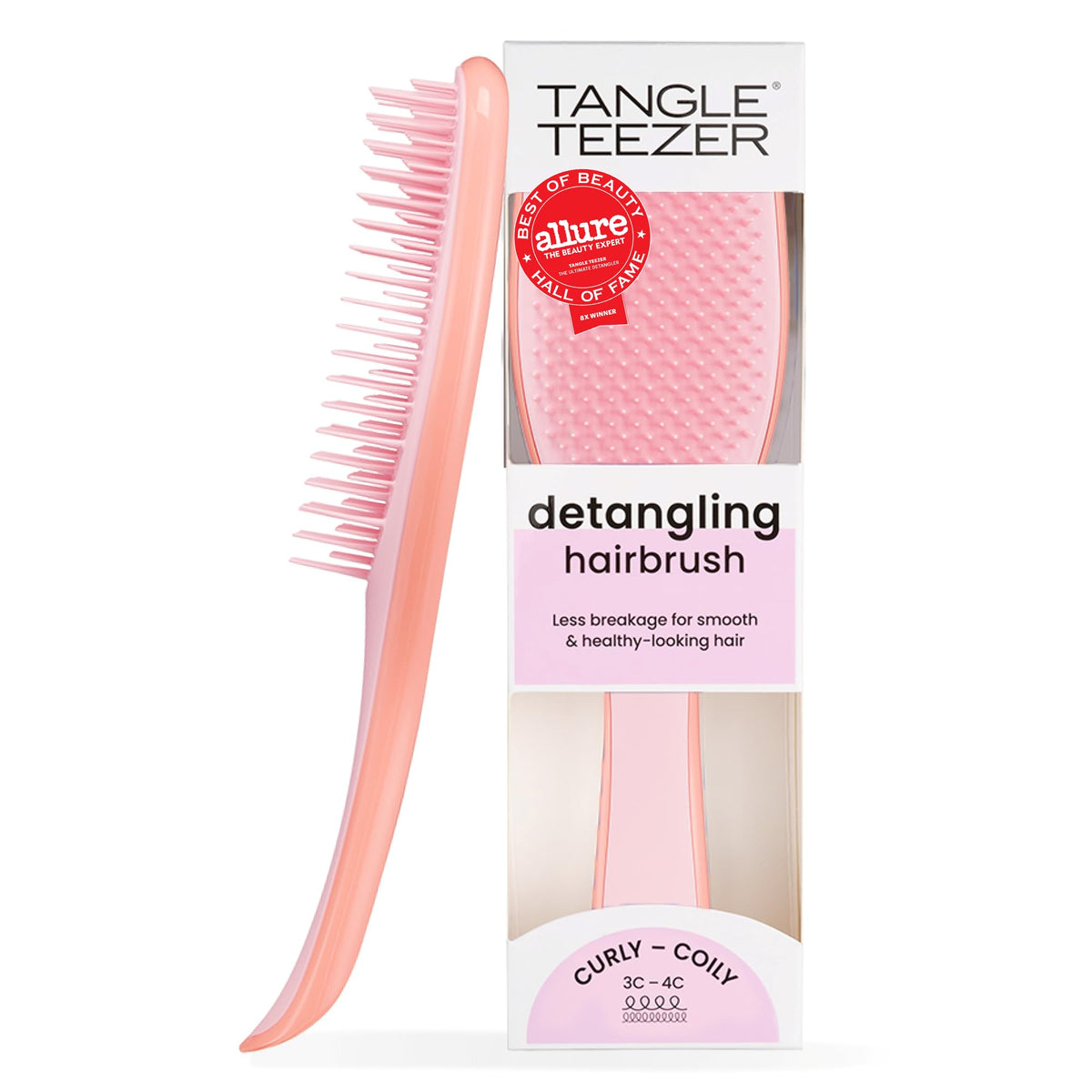 Tangle Teezer Ultimate Detangler Curly Hair Brush, 3C to 4C, Pink Mango