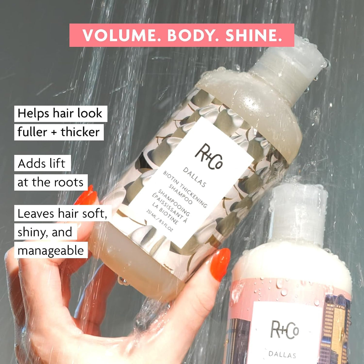 R+Co DALLAS Biotin Thickening Shampoo – Volumizing & Strengthening Hair Cleanser, All Hair Types