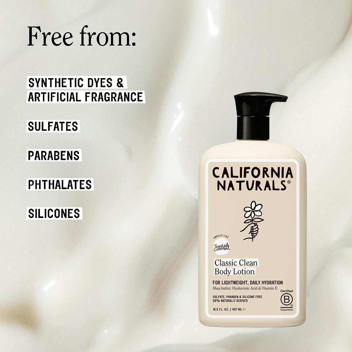California Naturals Classic Clean Toasted Coconut Shampoo, Sulfate Free, Coconut Cleansing Complex, Natural, Vegan, Cruelty, Silicone, and Paraben Free, All Hair Types, 20 fl oz