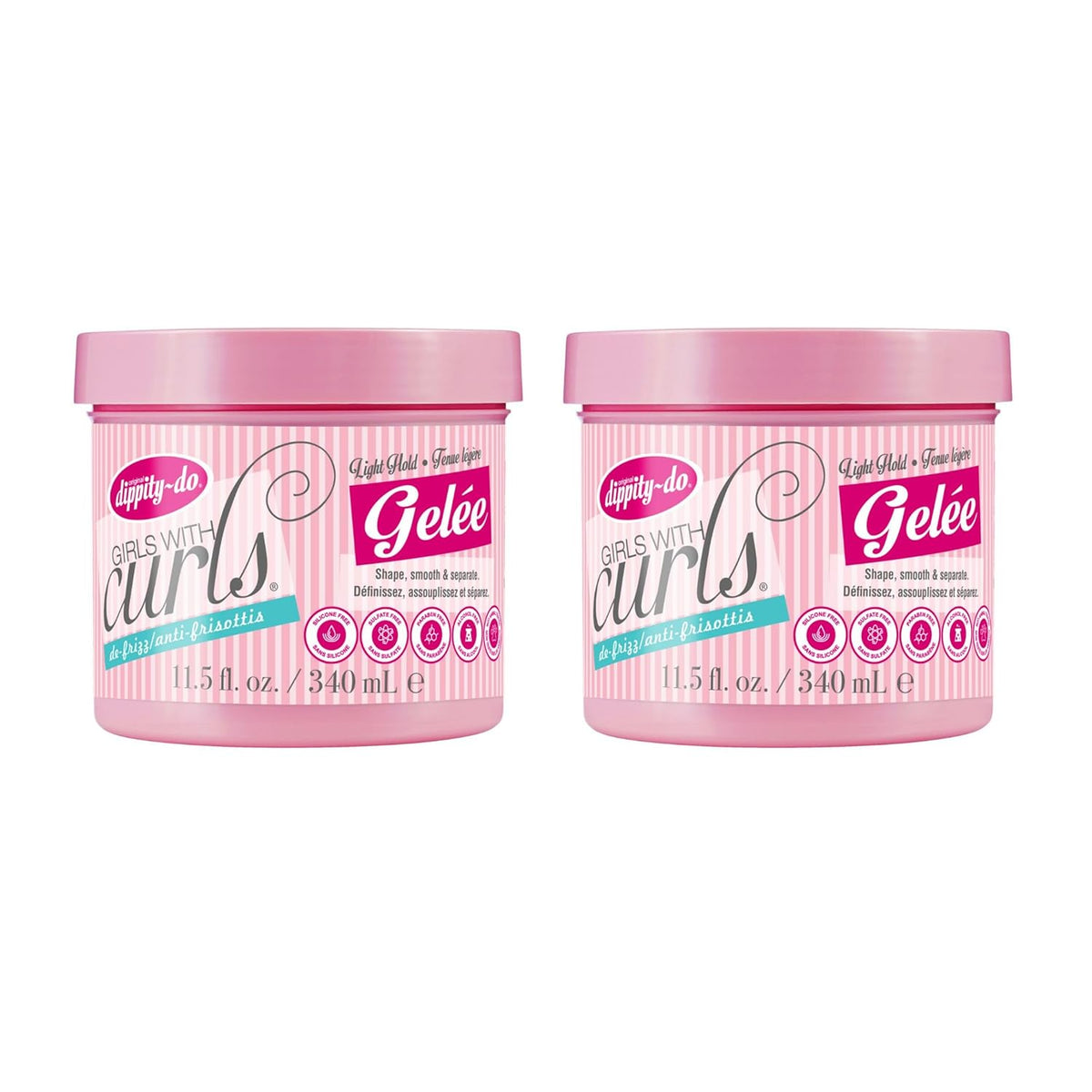Dippity Do Girls With Curls De-Frizz Light Hold Gelee Duo, 2 Pack