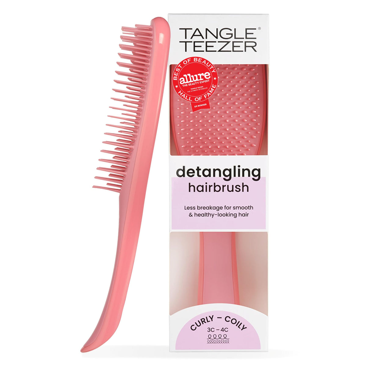 Tangle Teezer Ultimate Detangler Curly Hair Brush, 3C to 4C, Pink Mango