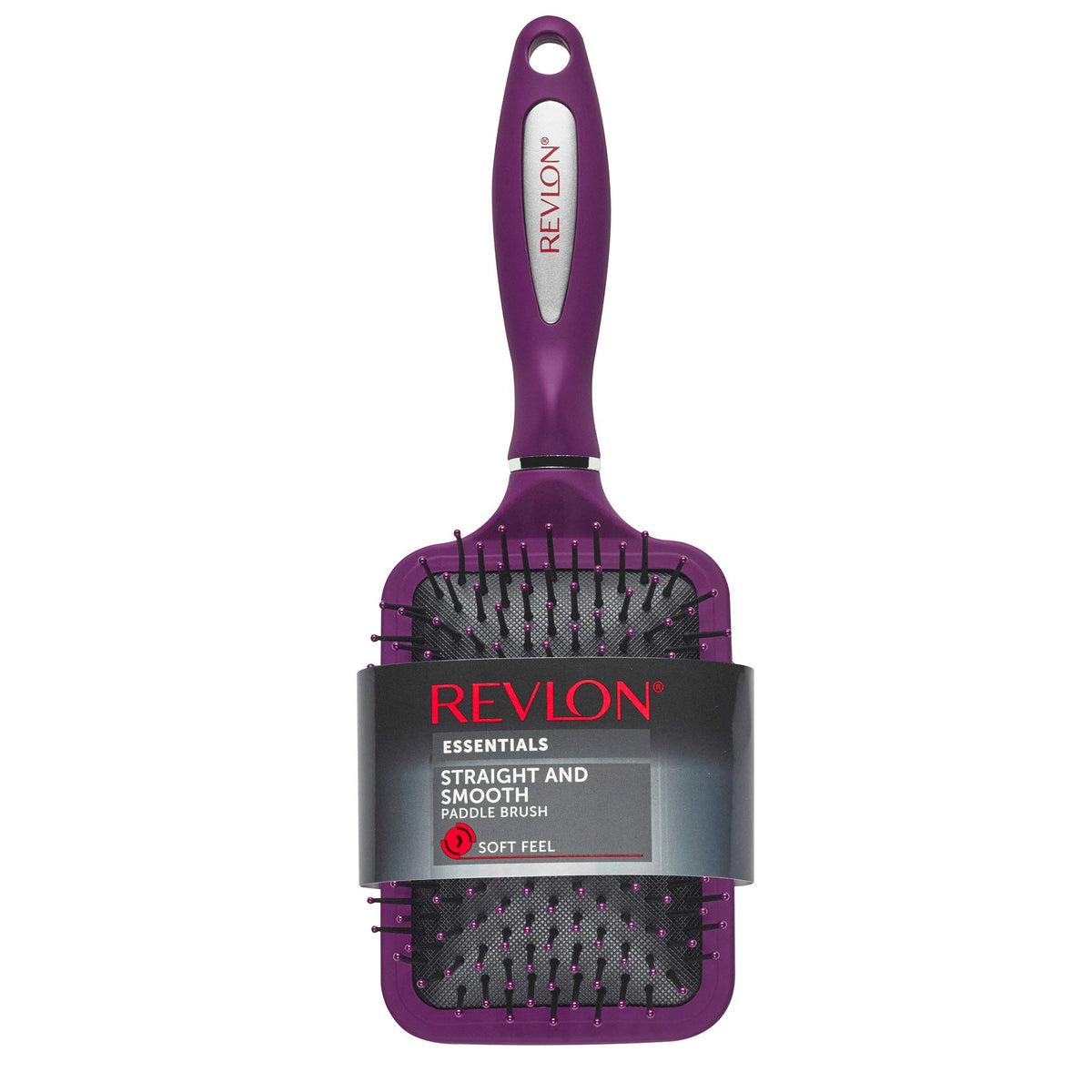 Revlon Straight & Smooth Soft Touch Paddle Hair Brush Set, Black + Berry