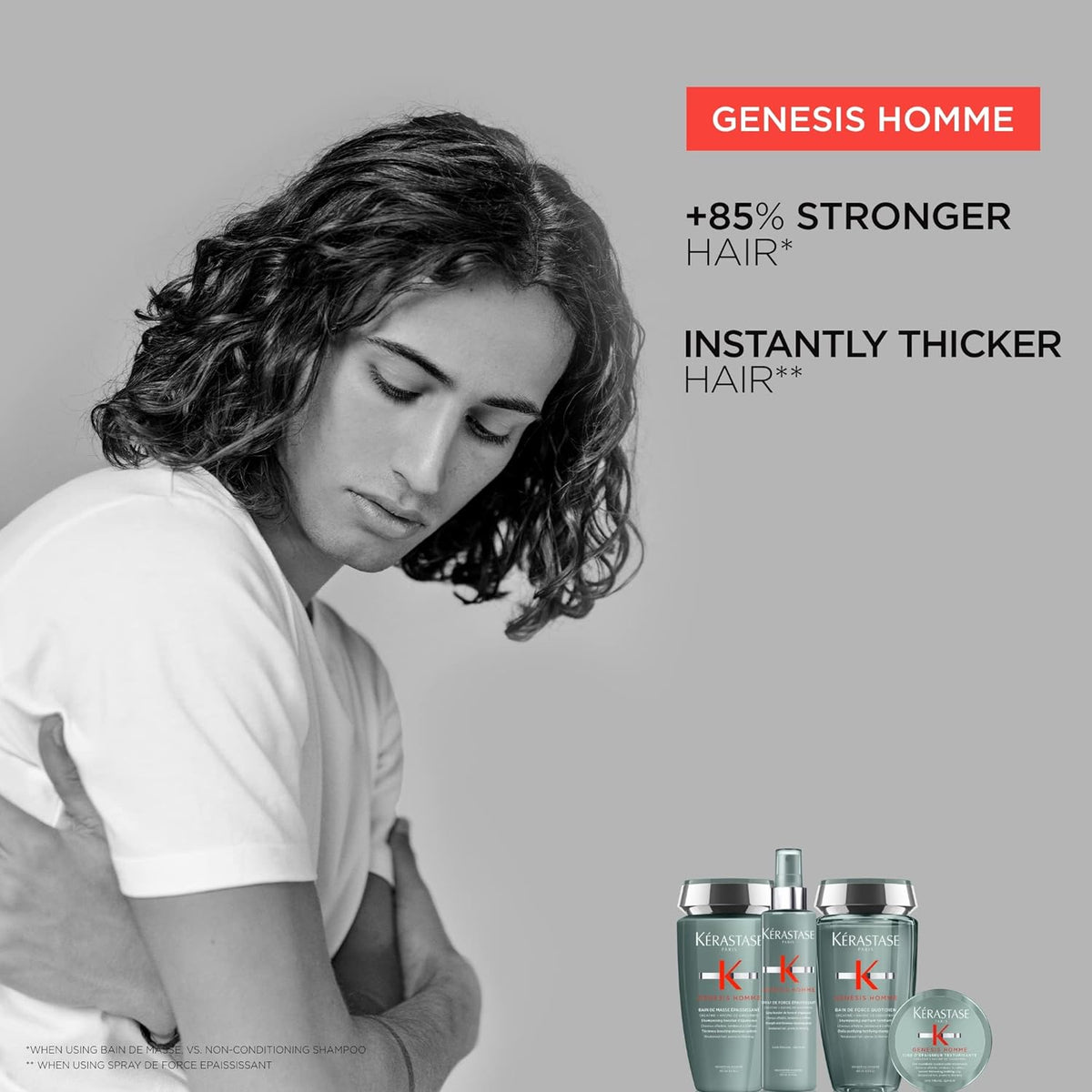 Kerastase Genesis Homme Bain De Masse Shampoo – For Men, 8.5 Fl Oz