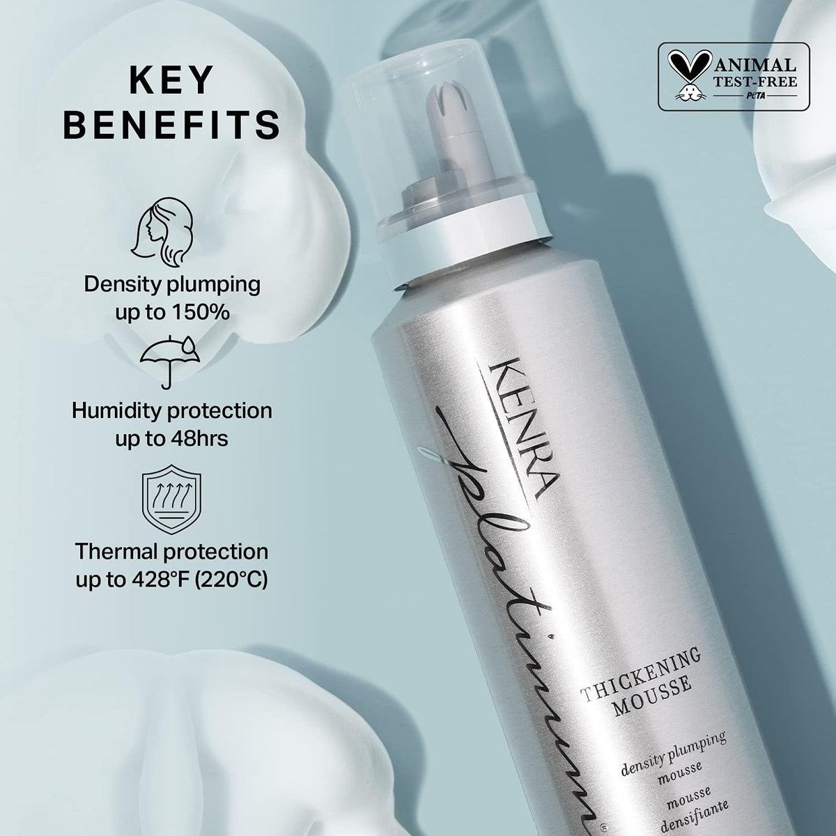 Kenra Platinum Thickening Mousse 12 | Volumizing Styler | Adds Fullness & Body | Humidity Protection Up To 48 hours | Density Plumping up tp 150% | Thermal Protection | All Hair Types