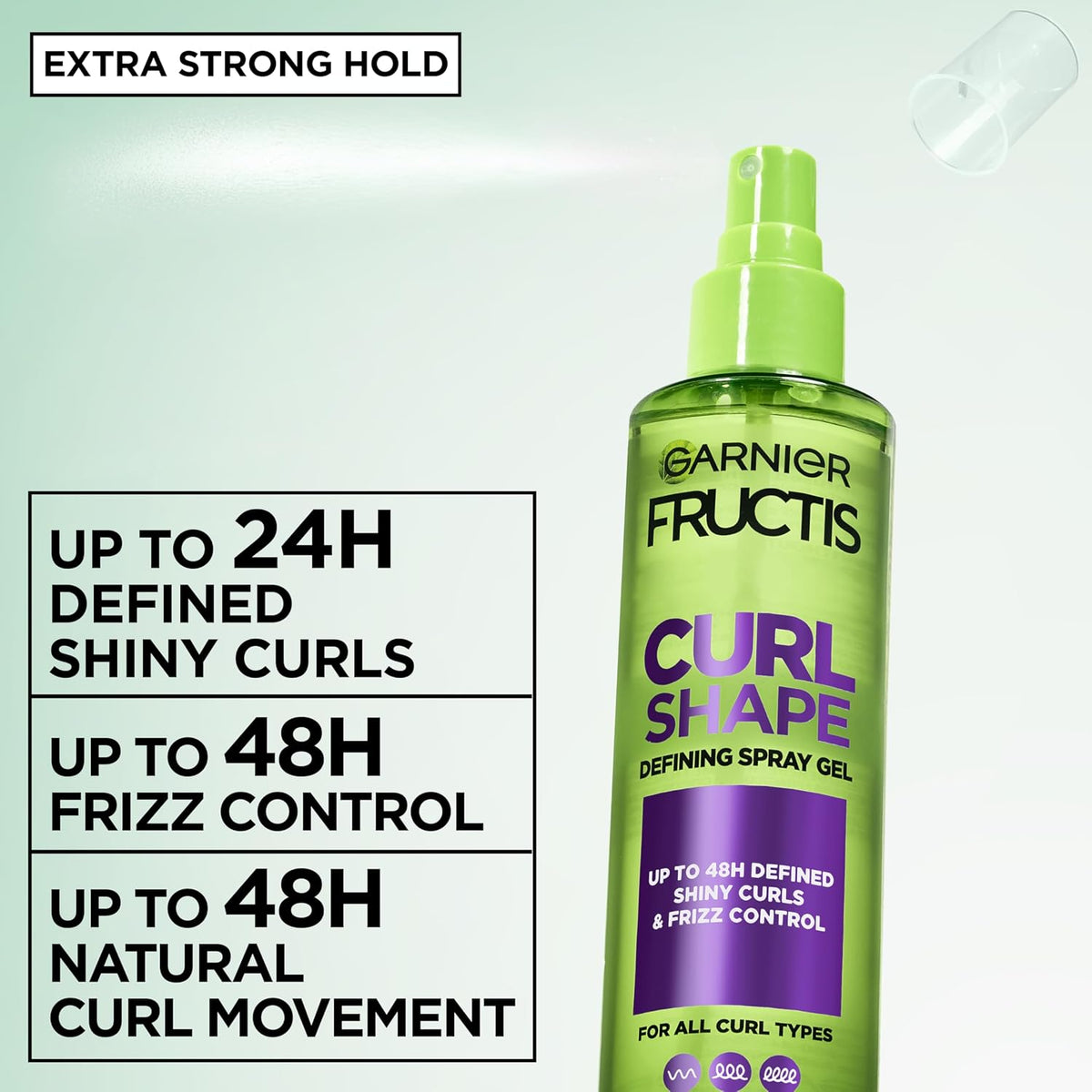 Garnier Fructis Style Curl Shape Defining Spray Hair Gel, Strong Hold Frizz Control for Curly, Wavy, and Coily Hair, Nourishing Formula, 8.5 fl oz, 3 Count (Packaging May Vary)