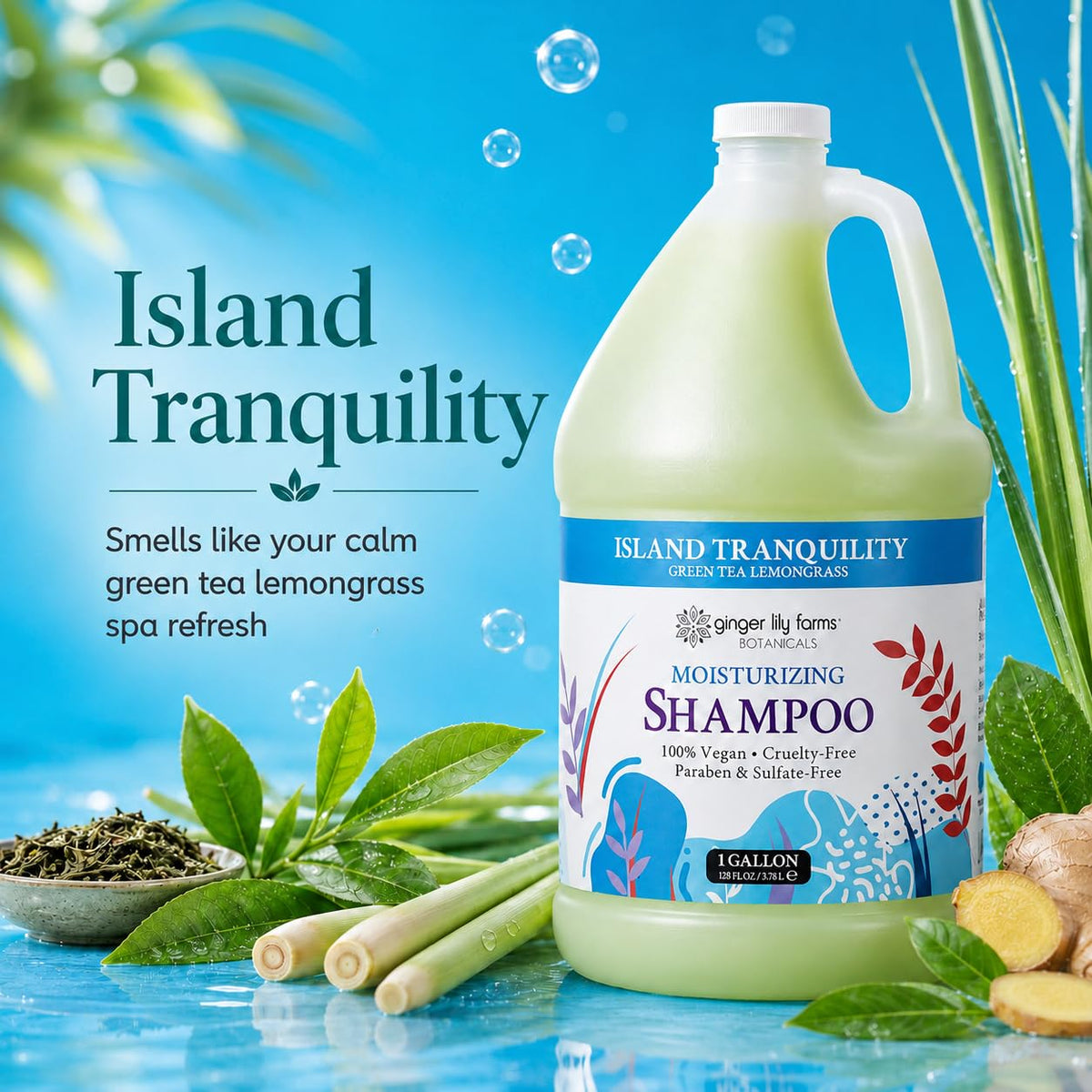 Ginger Lily Farms Botanicals Shampoo, 128oz, Island Tranquility