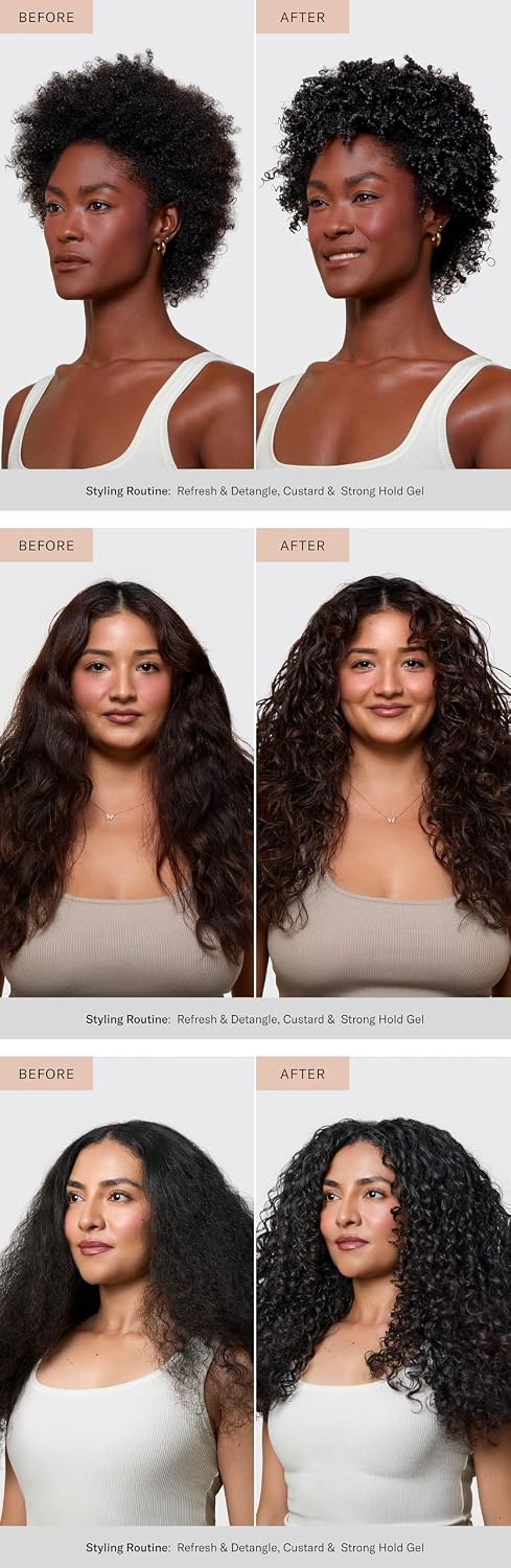 Rizos Curls Strong Hold Gel - Long-Lasting, Flake-Free Gel for Curly, Coily, and Wavy Hair, Frizz Control, Curl Definition & Shine, Vegan Collagen Peptides & Sugar Cane Extract, 8oz