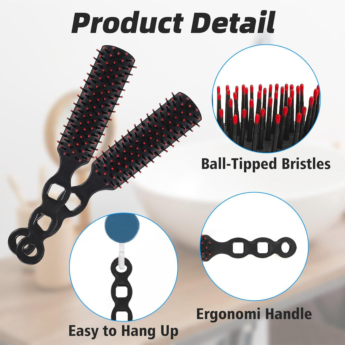 110 Packs Hair Brushes Bulk for Homeless Anti Entangling Hair Brush Massage Comb for Homeless Shelter Airbnb Hotel Nursing Home Charity Church Individually Wrapped