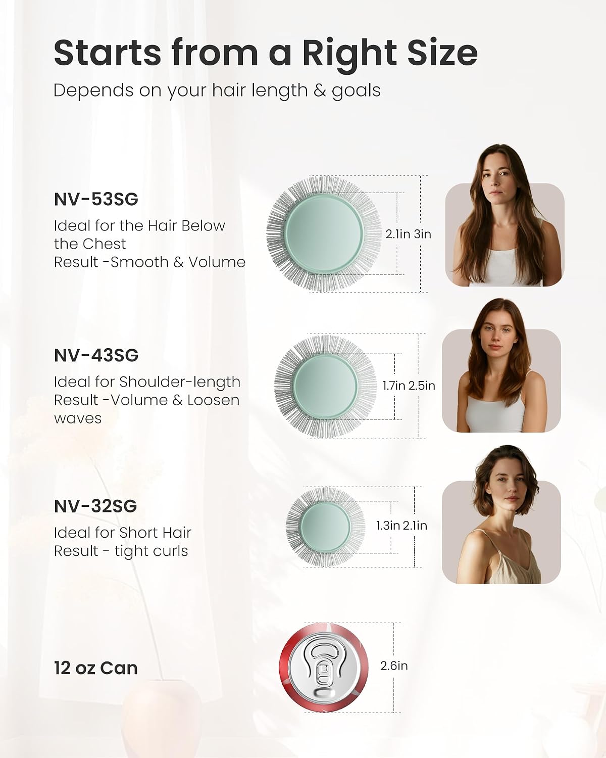 AIMIKE NaturaVol Round Brush for Blow Out, Round Hair Brush for Blow Drying