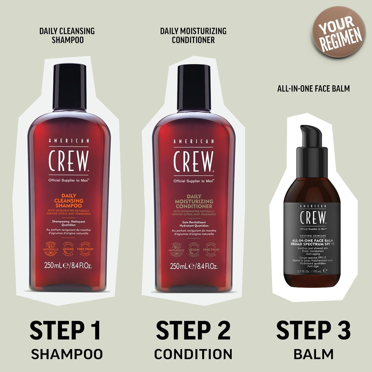 American Crew Men's Daily Cleansing Shampoo, Citrus Mint, 33.8 fl oz