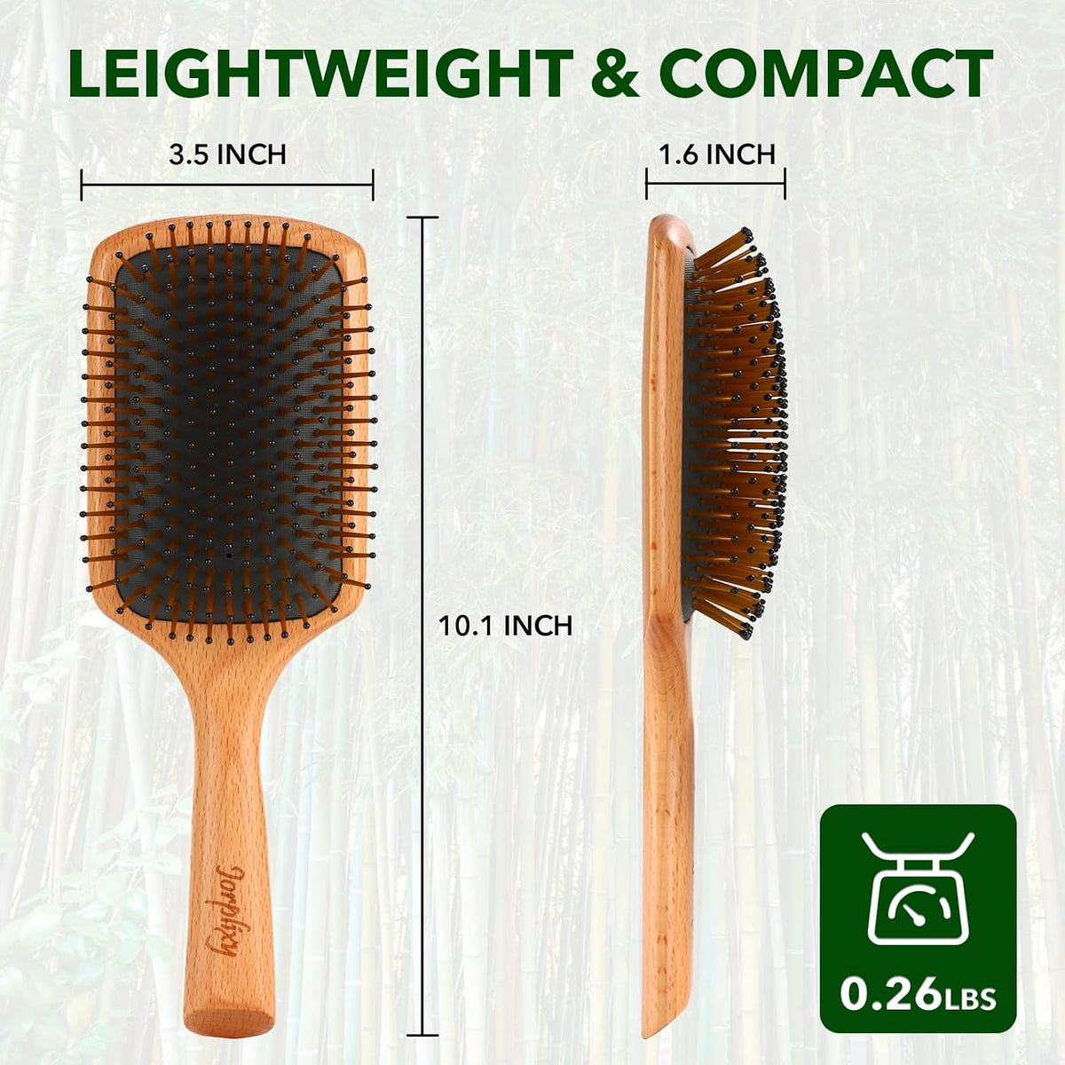 Hair Brush for Men and Women, Wet Brush with Wooden Handle, Paddle Brush