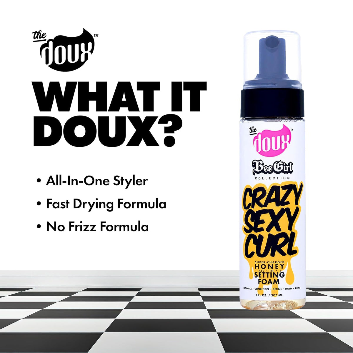 The Doux CRAZYSEXYCURL Honey Setting Foam, Styling Mousse, 7 oz