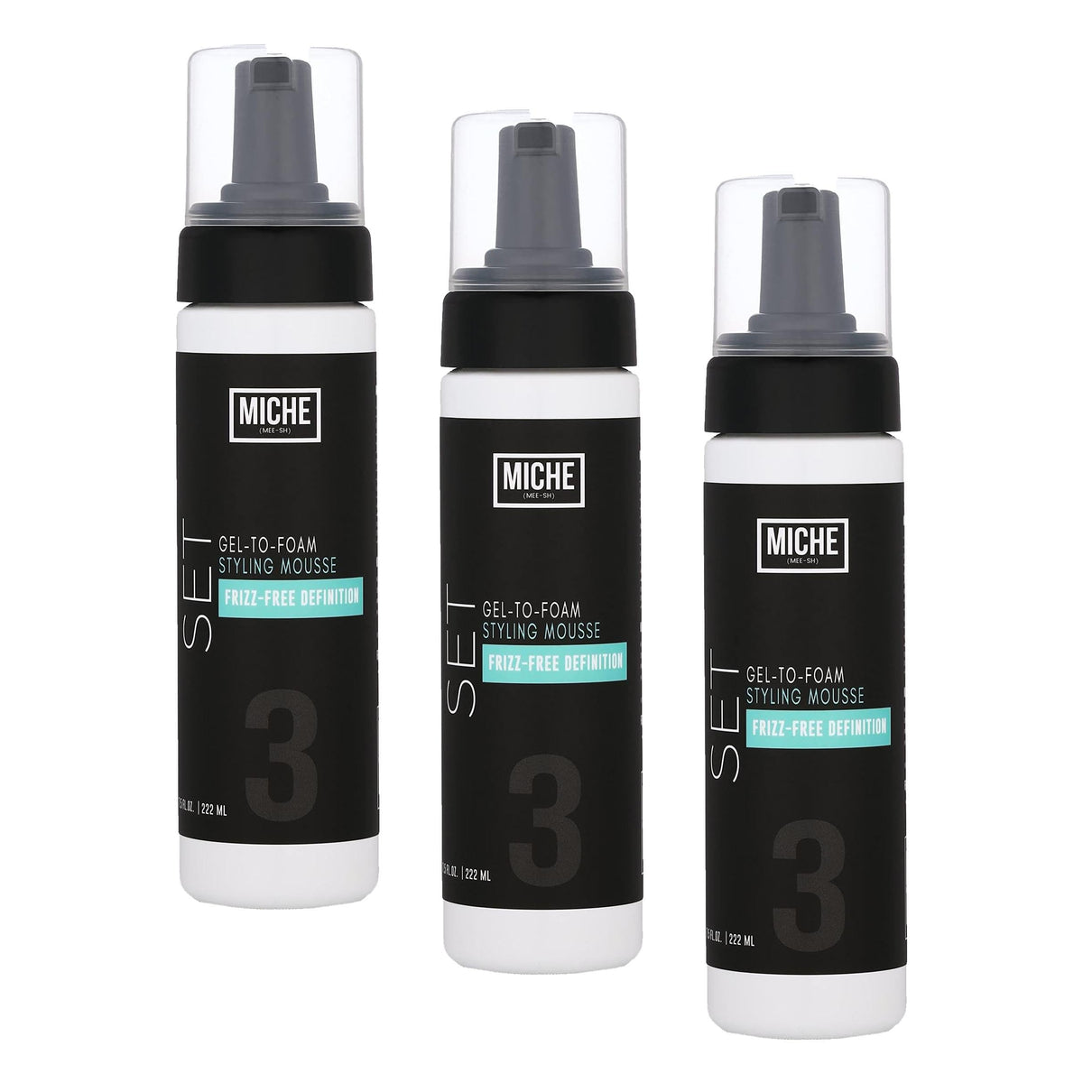 Miche Beauty Set Gel to Foam Mousse - Lightweight Styling Foam for All Hair Types, Long-Lasting Hold & Definition, Flexibility & Frizz Control, 7.5 fl oz