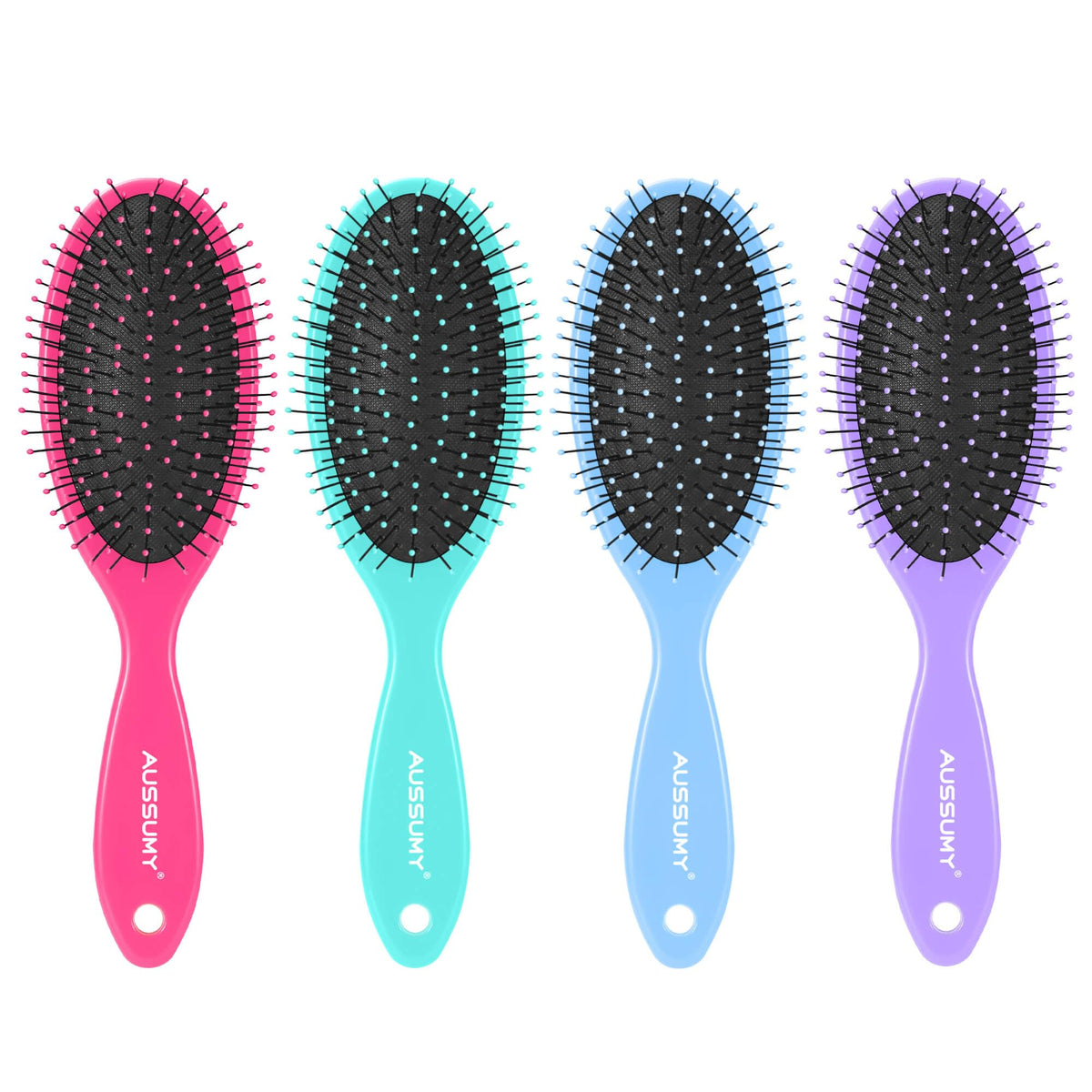 4 Pack Detangling Hair Brush - Air Cushion Detangler Hairbrush with Ultra Soft Bristles for Effortless Tangle Removal For Wet Dry Damaged Curly Fragile Hair for Women Men Boys Girls Adult Kids